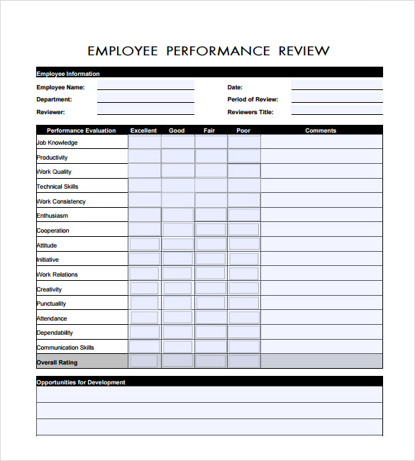 Employee Review Free Employee Review Template