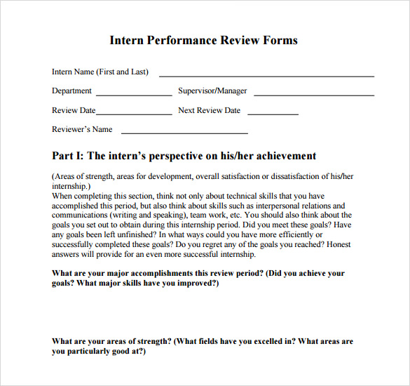 intern performance review