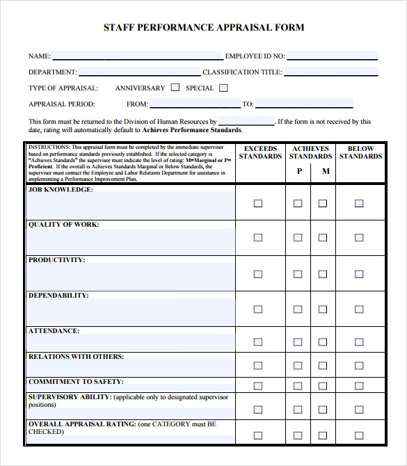 performance appraisal template