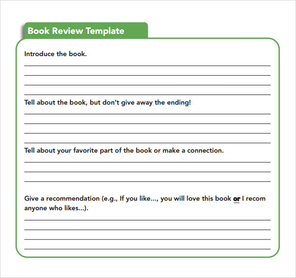 book review template worksheet