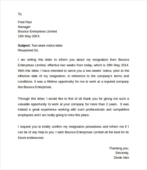 Sample Notice Letter To Employer Ideas 2022