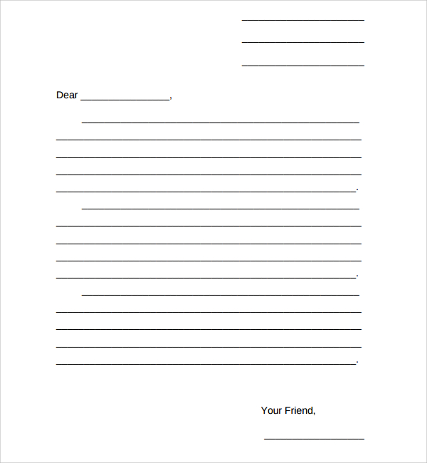 friendly letter format sample