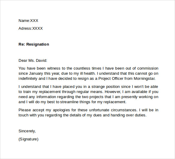 Resignation Letter With Immediate Effect No Notice Template