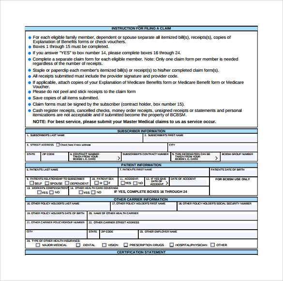 downloadable medical claim form