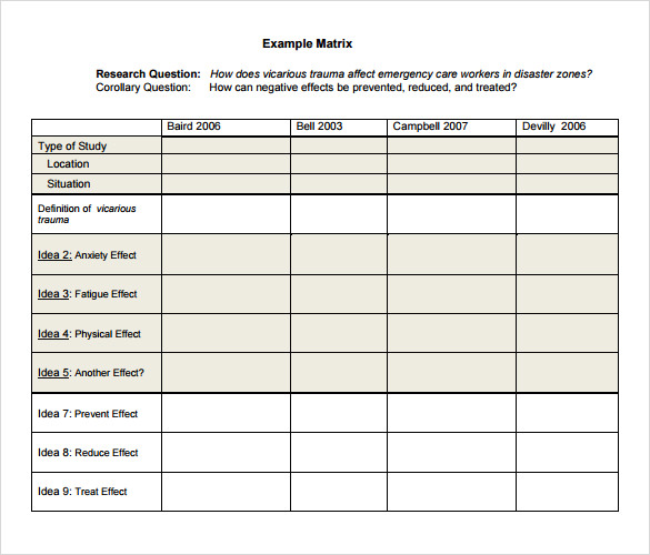 literature review template example