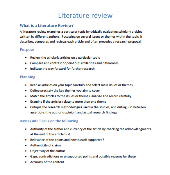 example of a mini literature review