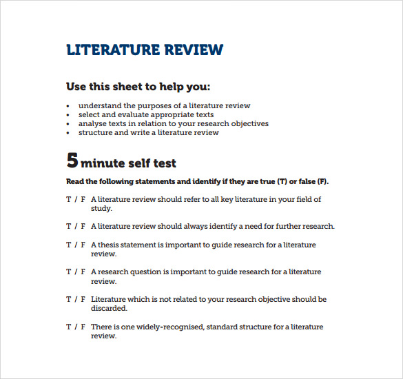 how to write a review of literature pdf