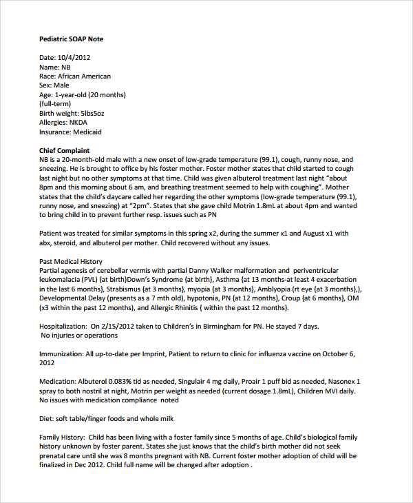 Soap Note Format Patient Information