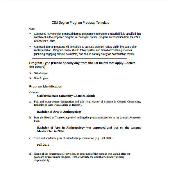 degree program proposal template