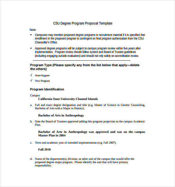 Degree Program Proposal Template