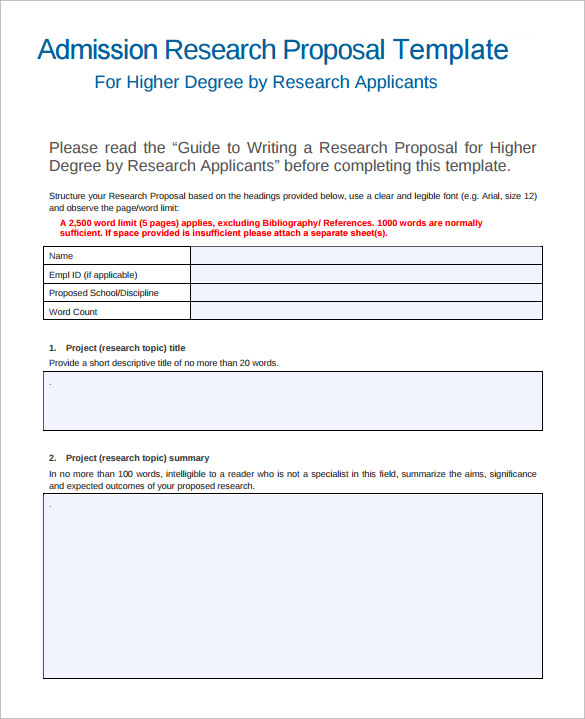 admission research proposal template