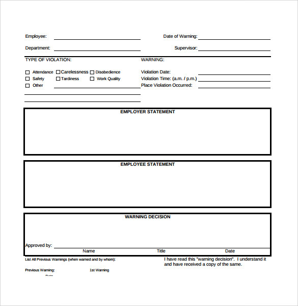 FREE 7  Sample Employee Write Up Forms in PDF