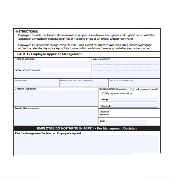 free example of employee write up form