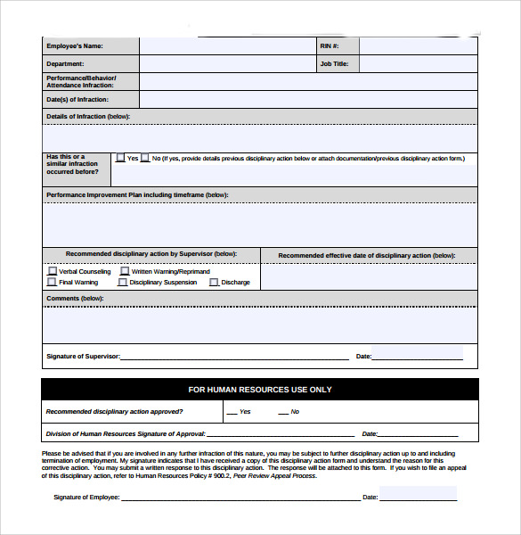 download employee write up form