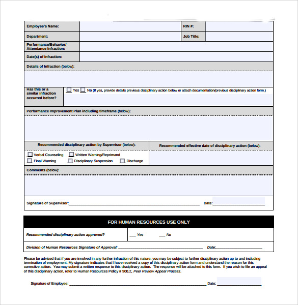 free 7 sample employee write up forms in pdf