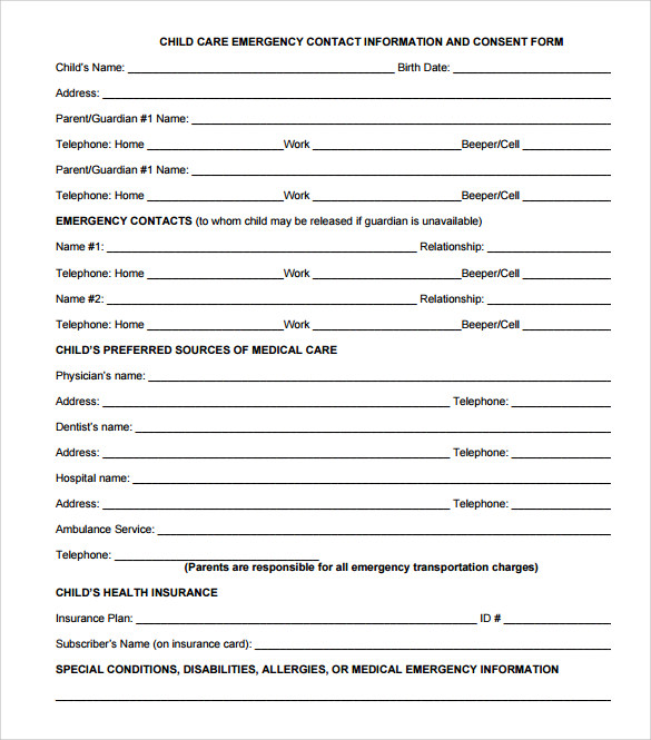 FREE 12+ Emergency Contact Forms in PDF MS Word