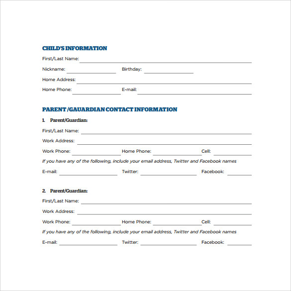 12 sample emergency contact forms to download sample templates