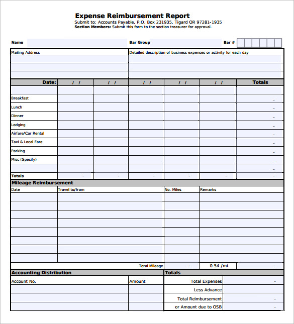 expense reimbursement form to download