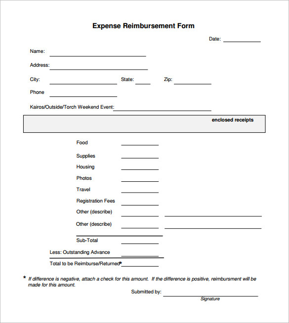 free 8 sample expense reimbursement forms in pdf