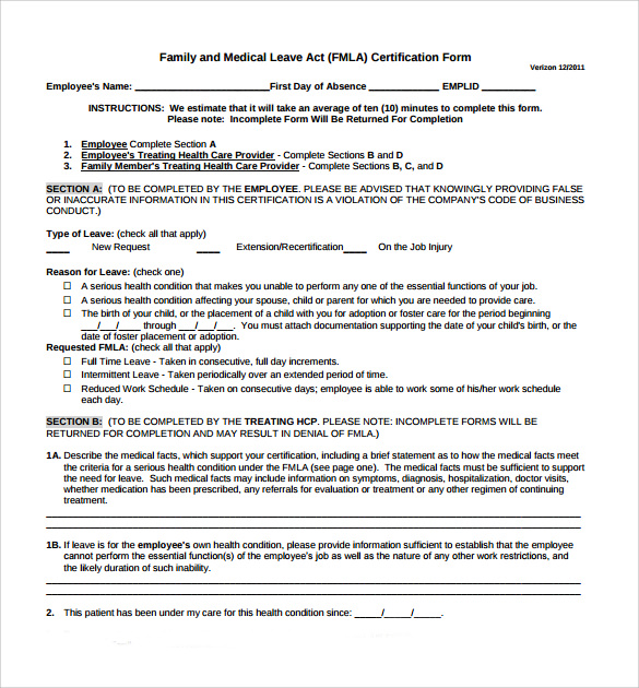 FREE 10+ Sample FMLA Forms in PDF