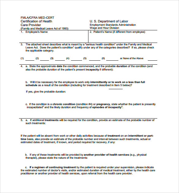 example for fmla form
