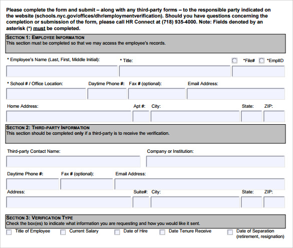 Employment Verification Form  8+ Download Documents In PDF