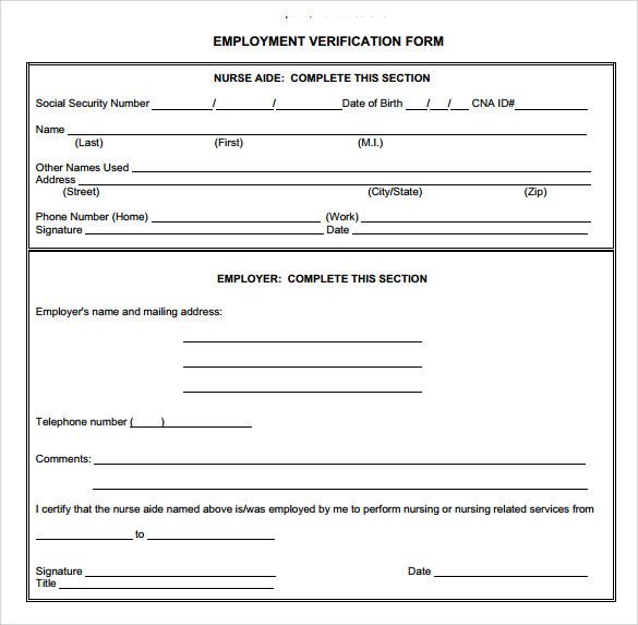 employment verification form in pdf