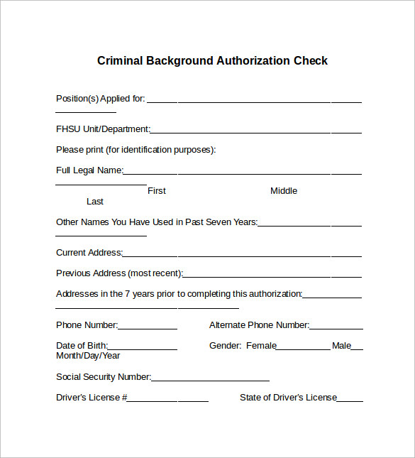 FREE 7 Background Check Forms In PDF MS Word