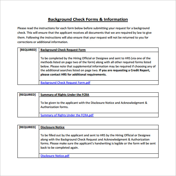 FREE 7+ Background Check Forms in PDF | MS Word