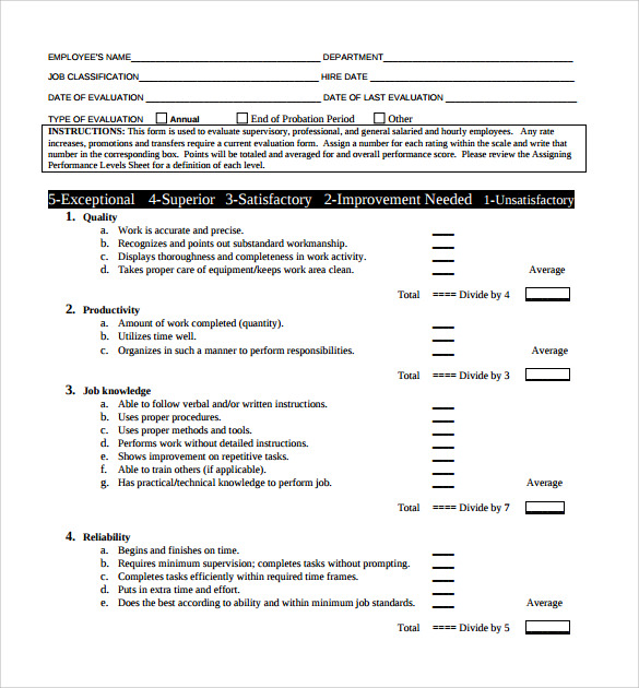 download employee review form