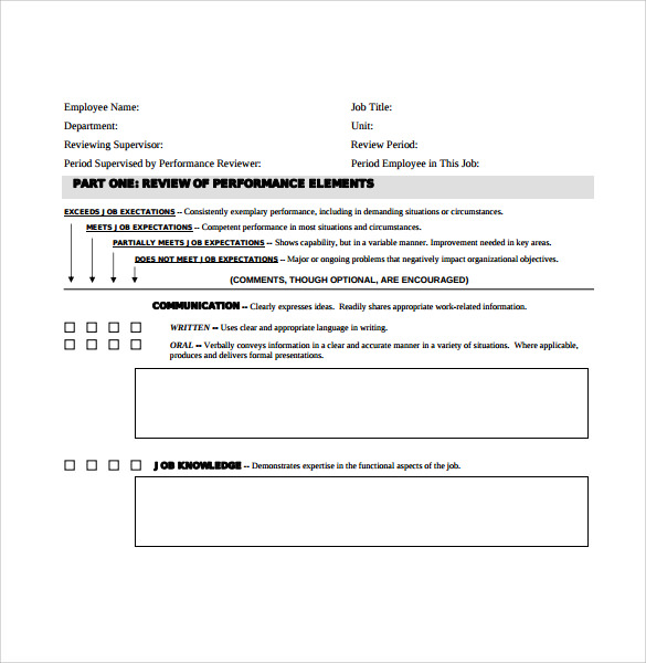 printable employee review form