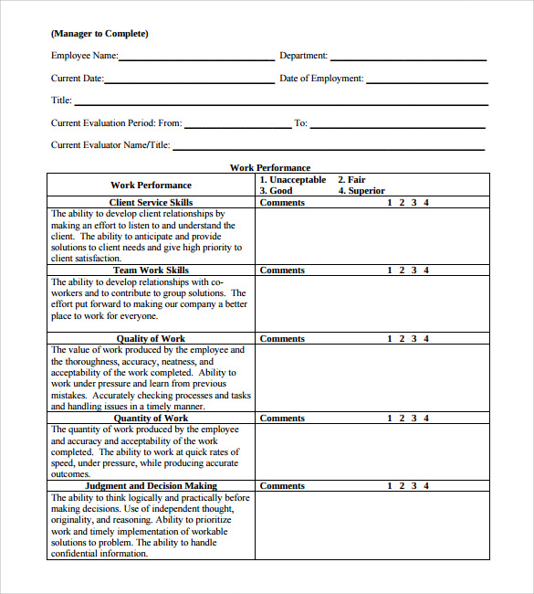 FREE 5 Employee Review Forms In PDF