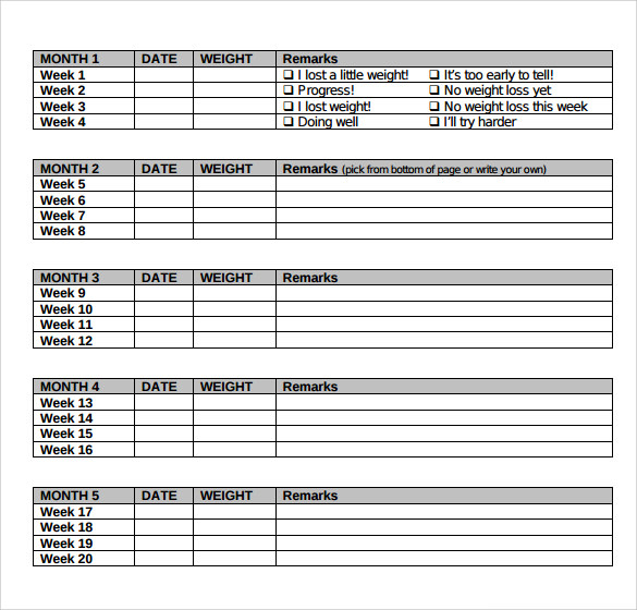 Weight Loss Template Excel from images.sampletemplates.com