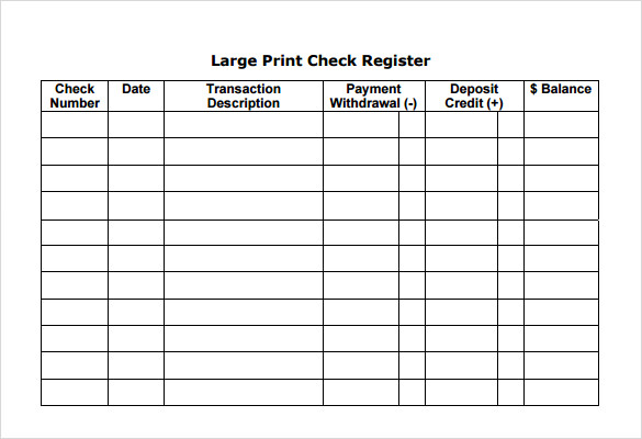 printable checkbook registers