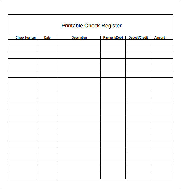 free printable blank checkbook register