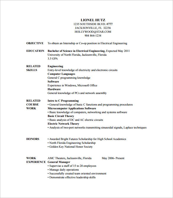 FREE 8+ Sample Entry Level Resume Templates in PDF | MS Word