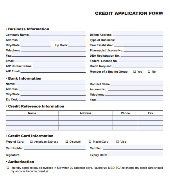 Free 9 Credit Application Forms In Pdf Ms Word