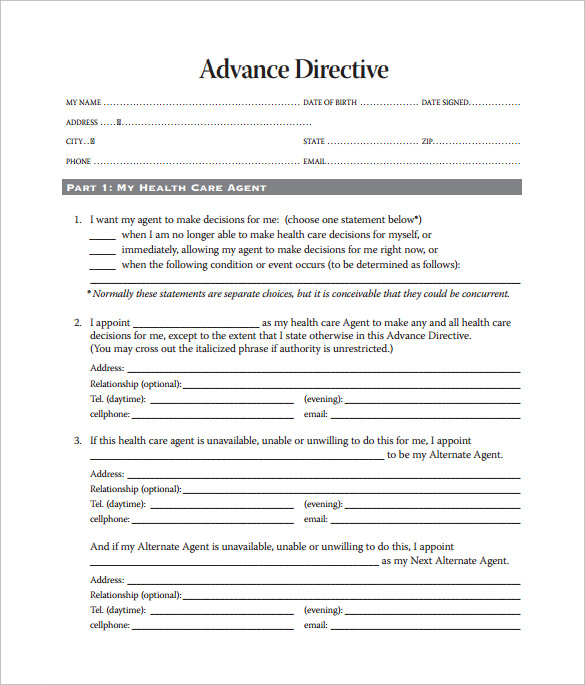 advance medical directive form