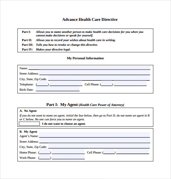 health care advance directive form