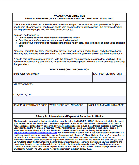 10 Sample Advance Directive Forms To Download Sample Templates