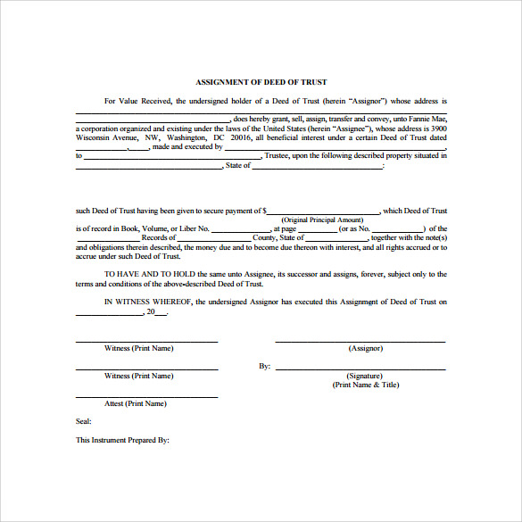 printable deed of trust form