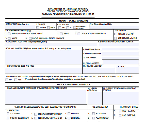 FREE 8 FEMA Application Forms In PDF