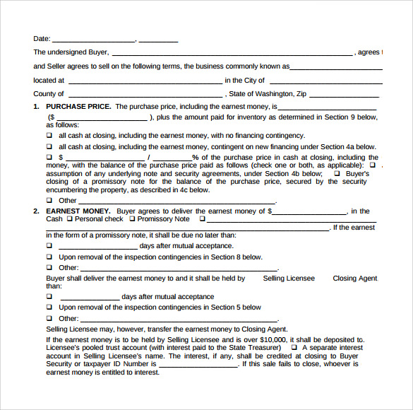 sample business purchase agreement