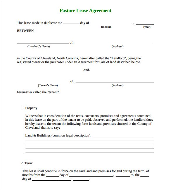 pasture land lease agreement