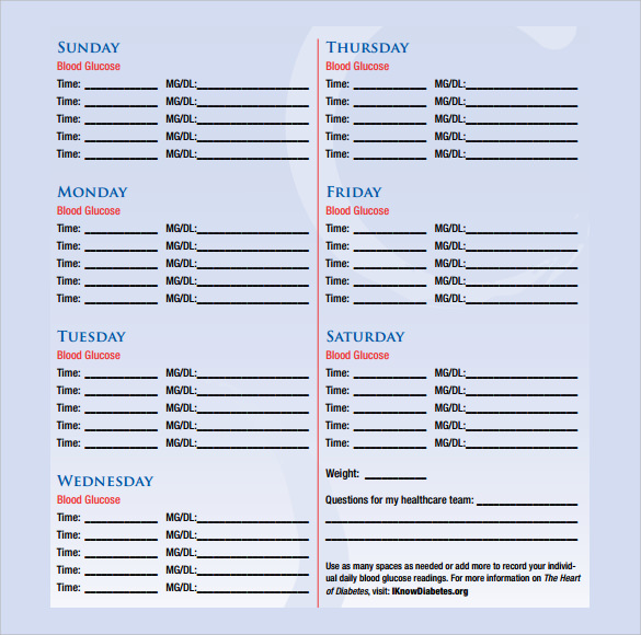 printable blood glucose chart