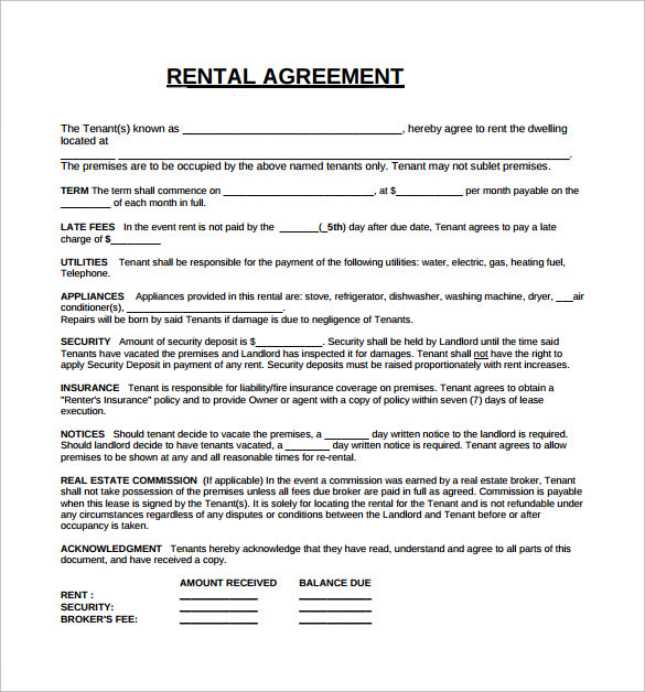 FREE 6+ Rental Lease Agreement Templates in MS Words Pages Google Docs PDF