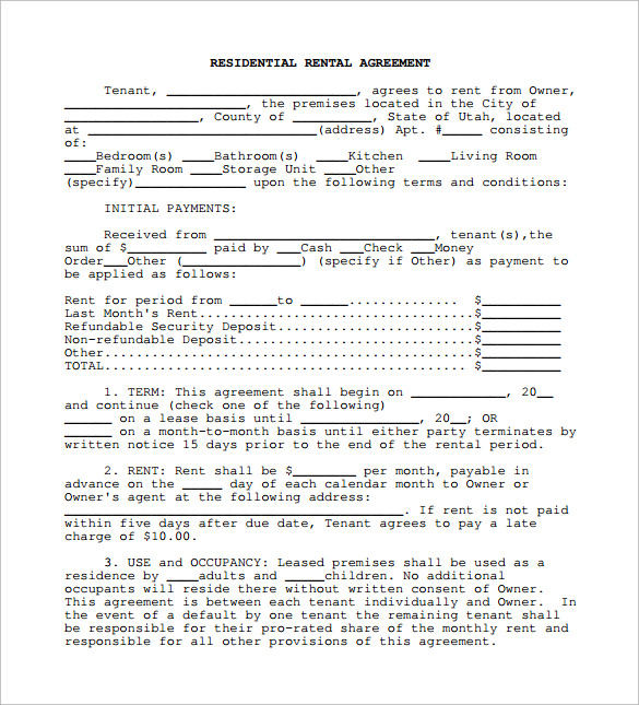 simple rental lease agreement template example