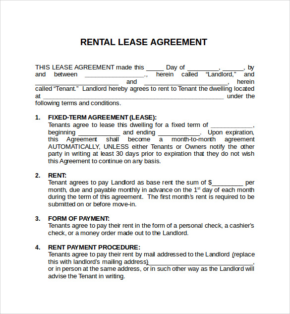 FREE 6+ Rental Lease Agreement Templates in MS Words Pages Google