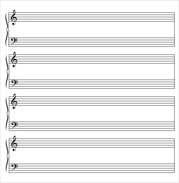 blank clef pdf bass music sheet Staff Paper Sample   7 Templates  Samples