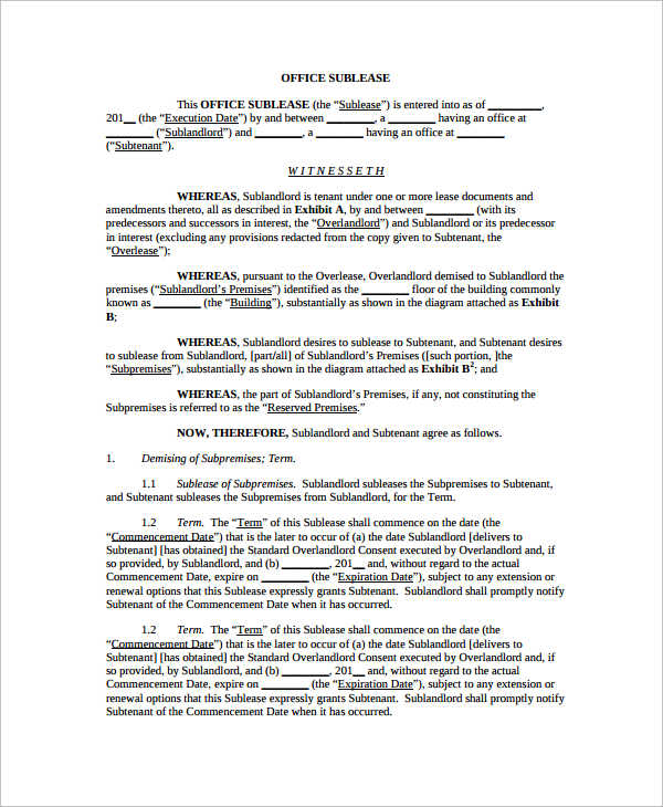 10+ Office Lease Agreement Templates  Free Sample, Example, Format